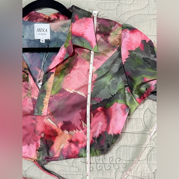 NEW MISA Los Angeles AMAN TOP Sz M Watermelon Tourmaline Cropped - Picture 4 of 9